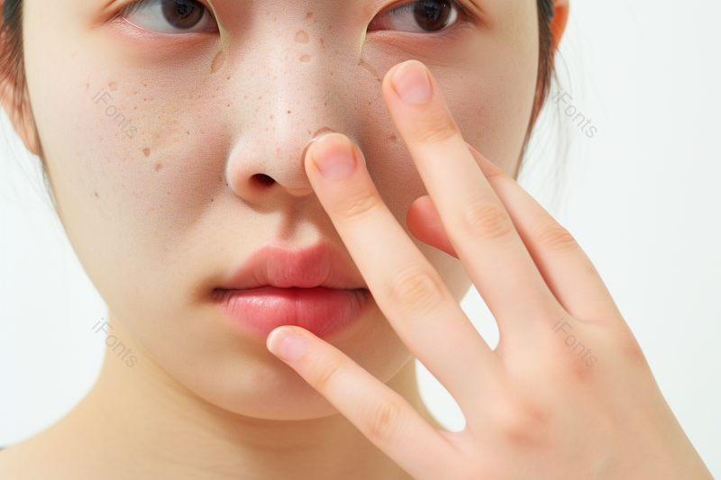 被敏感肌粗毛孔困扰的年轻女性,高清,摄影图,摄影图片,图片大全,摄影图免费下载